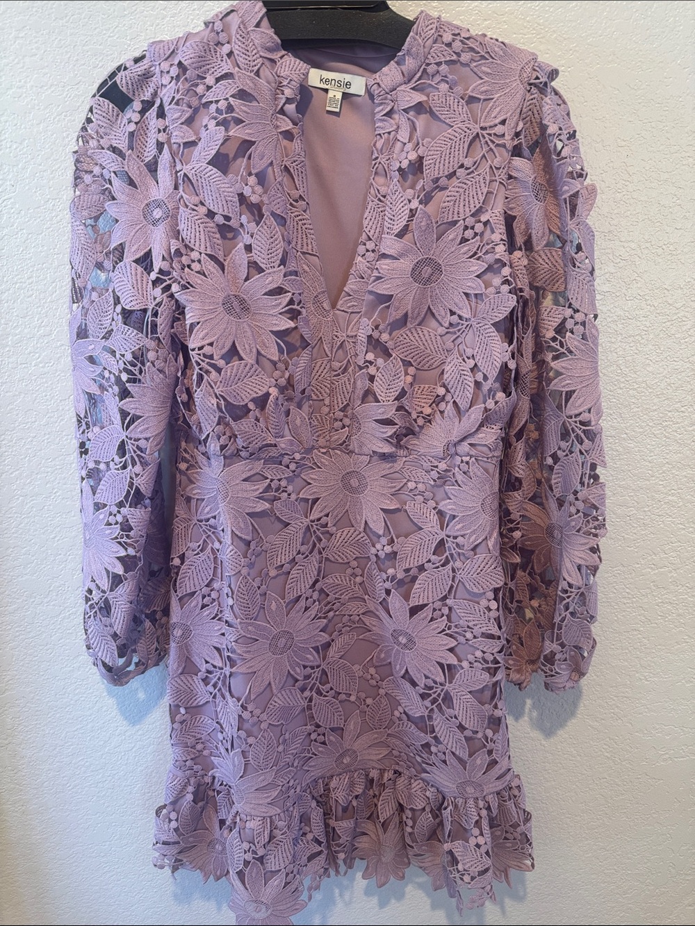 Kensie Dusty Lavender Floral Lace Mini Dress NWT - Picture 2 of 10